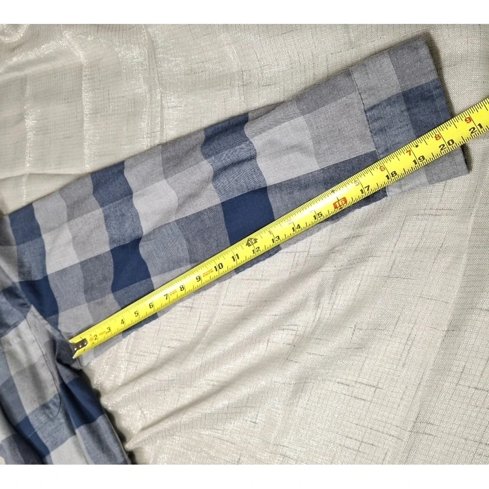 NEW‎ Banana Republic XL Untucked Slim Fit Flannel Shirt Mens Blue Grey Plaid NOS